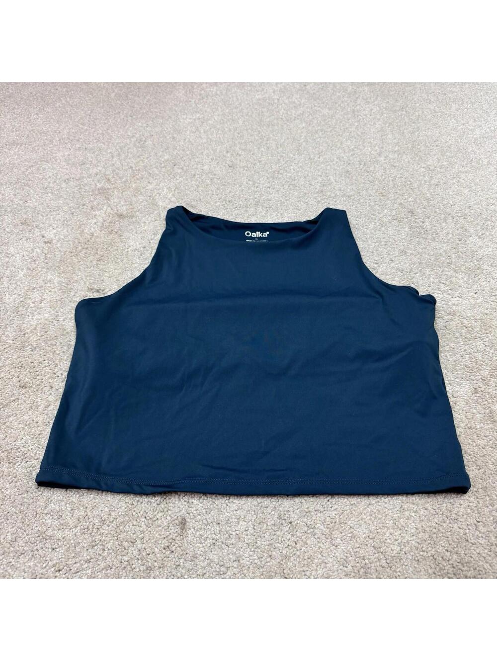 Oalka Activewear Top Women’s Green Sleeveless Cropped Size XL